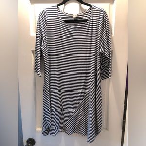 Chalet blue and white striped cotton tunic.